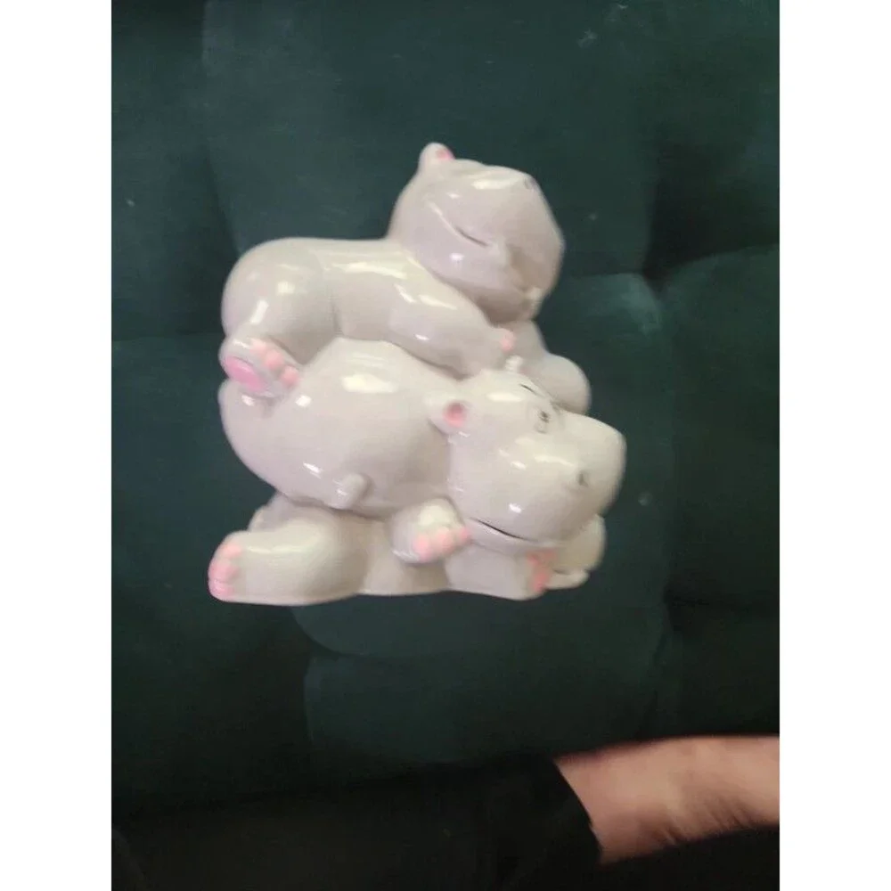 Vintage Pile of Hippos Bank Vintage Ceramic 4 Hippos, Pristine & Beyond Cute!
